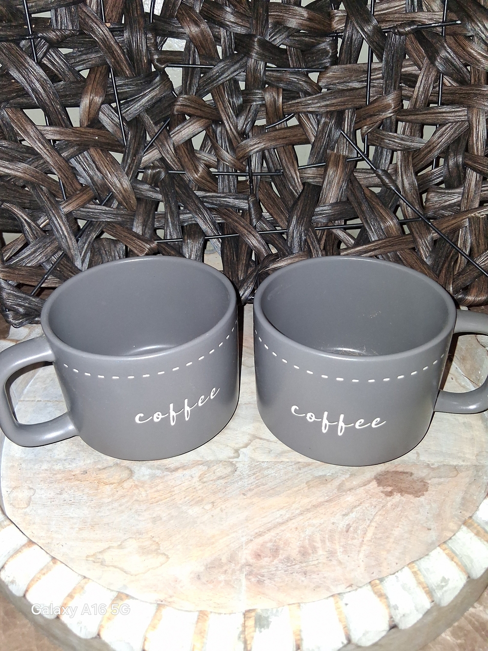 Gray 'Coffee' Ceramic Mug - Set of 2